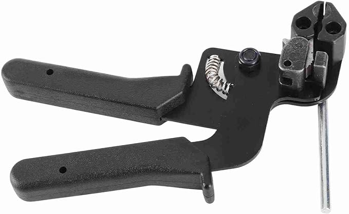 Cable Tie Tool, 65 Manganese Steel Stainless Steel Fastening Cable Tie Gun Tension Wire Fastening Automatic Tensioner Cutter Tool, Cutting Width within 12mm, Black, 8.27 x 4.72 x 0.47inch