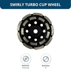 Benchmark Abrasives 4 Inch Grinder Wheels Threaded Swirly Turbo Diamond Cup Wheel with 5/8"-11 Arbor Hole for Masonry, Natural Stone, Concrete Grinding Wheel - Angle Grinder Attachments (4”)
