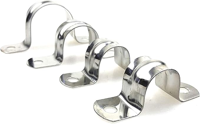 100 Pcs 1/2inch Rigid Pipe Strap,Two Hole Stainless Steel Strap U Bracket, Widened Tube Strap Tension Clip Assortment Kit Heavy Duty Pipe Clamp for Pipe Fixing（20mm）