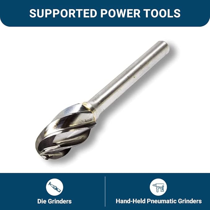 Benchmark Abrasives Ball Shape Premium Tungsten Carbide Burr with 1/4 Inch Shank Aluminum Cut Rotary Tool, Engraving Tool for Non-Metals Shaping Carving (SE-5NF)