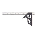 Starrett Steel Combination Square with Square Head - 12" Blade Length, Cast Iron Heads, Reversible Lock Bolt, Spirit Level, 16R Graduation Type - 11H-12-16R