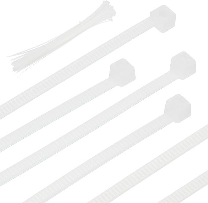 PATIKIL Cable Zip Ties 8 Inch, 100 Pcs Self-Locking Nylon Wire Tie Wraps Heavy Duty Cord Management with 50 lbs Tensile Strength for Indoor and Outdoor, White (0.1"W)