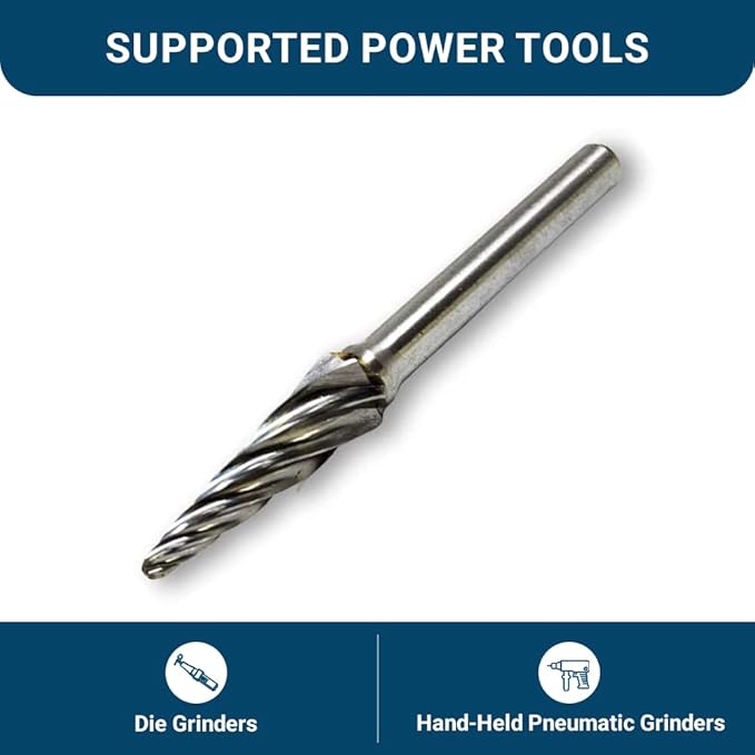 Benchmark Abrasives Ball Shape Premium Tungsten Carbide Burr with 1/4 Inch Shank Aluminum Cut Rotary Tool, Engraving Tool for Non-Metals Shaping Carving(SL-3NF)