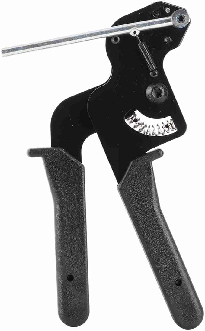 Cable Tie Tool, 65 Manganese Steel Stainless Steel Fastening Cable Tie Gun Tension Wire Fastening Automatic Tensioner Cutter Tool, Cutting Width within 12mm, Black, 8.27 x 4.72 x 0.47inch