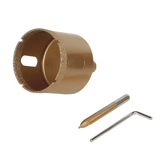 Brazed Diamond 2-3/8 inch Hole Saw with Center Drill Bit for Ceramic,Porcelain,Tile,Glass,Granite Quartz,Marble,Gemstone,Dry Drilling 60mm