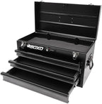Boxo USA Hand Carry Tool Box 3-Drawer Heavy Duty Steel Toolbox with Lock System (Black)