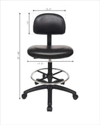 Chair Master - Tall Bench Height Task Chair for Labs, Exam Rooms, Doctor and Dentist Offices. Easy to Clean! 23"-33" Seat Ht. (Tall Bench Height, Black)