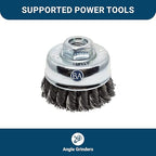 Benchmark Abrasives 2-3/4" Knot Wire Cup Brush for Narrow Holes Derusting Paint Removal Deburring Ferrous Metals Concrete, Wire End Brush for Angle Pneumatic Grinder - (Carbon Steel)