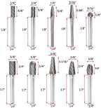 Carbide Burrs Set 1/4 Inch Shank Double Cut Solid Carbide Rotary Burr Set for Die Grinder Drill, Metal Carving, Polishing, Engraving, Drilling(10pcs)