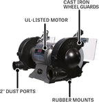 JET 6-Inch Bench Grinder with Wire Wheel, 3450 RPM, 1/2 HP, 115V 1Ph (Model JBG-6W)