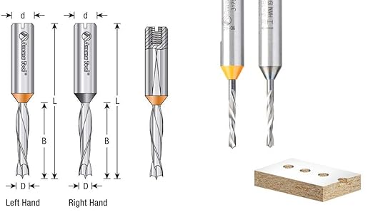 Amana Tool - 315105 Brad Pt. Solid Carbide Dowel Drill Boring Bit L/H 5mm Dia x 57.5mm L