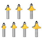1/2 Shank 7pcs Corner Rounding Bit Set(1/8" 3/16" 1/4" 5/16" 3/8" 7/16" 1/2" Radius 4Pcs) Corner Rounding Edge-Forming Roundover