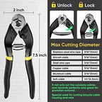 DISEN Wire Cutters Heavy Duty Cutting Up to 3/16", Metal Cable Cutters for Fence Thick Wire, Safety Lock, Spring Loaded, Non-slip Matte Handle, Chrome Vanadium Steel Jaw