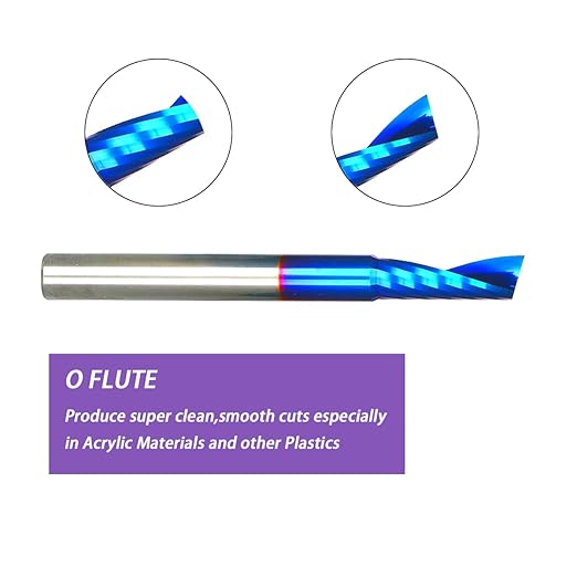 O Single Flute Upcut Spiral End Mill CNC Router Bit with NACO Coating for Plastic Cutting with Mirror Finish (2, 1/4 D x 3/4 CH x 1/4 SHK x 2-1/2 L) UT244