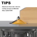 60 Degree Chamfer Router Bit with 9/16 Inch Cutting Length,1/2 Inch Shank Carbide Edge Forming Bevel Router Bit with Bearing, Chamfer Bit Miter Angle Milling Cutters Tool