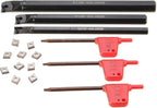 13PCS Indexable Lathe Turning Tool Kit,3pcs Metal Lathe Tool Holder S07K/S10K/S12M-SCLCR06 with 10pcs CCMT060204 Carbide Inserts for Cutting Threading Grooving