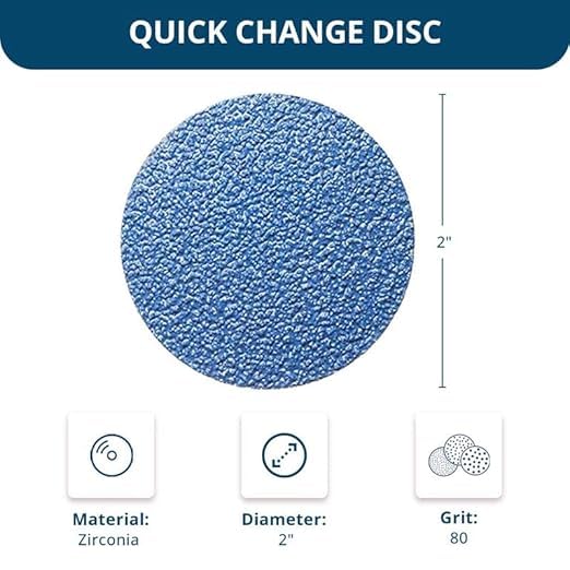 Benchmark Abrasives 2 Inch Sanding Discs Quick Change Zirconia - Male R Type Backing Drill & Die Grinder Sanding Disc for Deburring Polishing Rust Remover for Metal Paint Stripper (25 Pack), 80 Grit