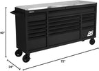Homak 72” Roller Cabinet w/Stainless Steel Top RS Pro Workstation (Midnight Black)