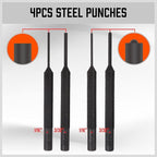 SEDY 22-Pieces Roll Pin Punch Set, Roll Pin Starter Punch, Brass, Steel, Plastic Punches, 4 Heads Hammer & 1 Plastic Tweezers. Red Storage Carrying Case provided