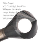 4PCS Cobalt Single End Countersink Drill Bits Set, TiAlN Coated 90 Degree Heavy Duty M35 Countersink Chamfer Tool for Metal, Stainless Steel, Copper, Wood, 2-5, 5-10, 10-15, 15-20MM