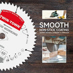 TWIN-TOWN 7-1/4-Inch Saw Blade, 60 Teeth,General Purpose for Soft Wood, Hard Wood, Chipboard & Plywood, 5/8-Inch DMK Arbor