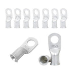 2 AWG 3/8"" Stud (10 pcs.) Battery Ring Terminal 2 awg lugs 2 Gauge Connectors Heavy Duty Wire Lugs Battery Cable Ends Tubular Ring Terminal Battery Terminal Connectors Tinned Copper Eyelets