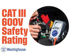 Westinghouse 600V True RMS Auto-Ranging Multimeter with Backlight and MAX/MIN; Measures Voltage Current Resistance Capacitance Frequency Temperature; 2-Year Warranty; Professional & DIY Use