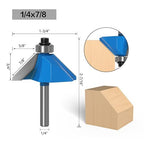 WSOOX 45 Degree Chamfer Router Bits with 1/4" Shank 4PCS Bevel Edge Forming Router Bits (Cutting Diameter:5/8",3/4",7/8",1")