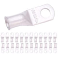 SELTERM 25pcs 4 AWG 1/4" Stud Marine Grade Tinned Copper Battery Cable Lugs, 4 Guage Ring Terminals, UL Wire Lugs Electrical Battery Cable Ends, Tinned Copper Lugs Battery Terminal Connectors