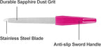 Metal Nail Files with Sharp Pointed Tip Made of Stainless Steel Non Slip Handle, Nail File Double Sided Sapphire Grit for Natural Nails Fingernails limas de uñas metálicas Color Pink (6 Pcs)