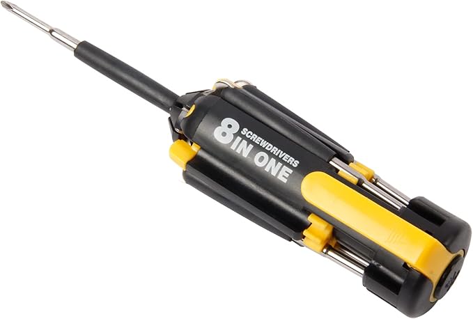 8 in 1 Screwdriver with Flashlight, Multi Functional 8 in 1 Screwdrivers Tool Set with Worklight for Household, Auto