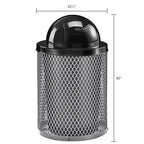 Global Industrial 36 Gallon Outdoor Steel Trash Can with Dome Lid, Plastic Liner and Anchor Kit Included, 23-1/2" Diameter x 40" H, Powder Coat Finish, Unassembled, Gray