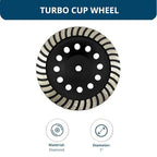Benchmark Abrasives 7 Inch Concrete Grinding Wheel Turbo Diamond Cup Wheel with 5/8"-11 Arbor Hole for Masonry, Marble, Natural Stone, Concrete Grinding Wheel - Angle Grinder Attachments (7”)