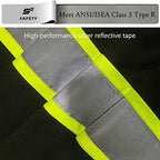 sesafety High Visibility Shirts for Mens Class 3 Hi Vis Reflective Construction Shirts for Men with Pocket Safety T Shirts for Men Work Shirt for Mens Short Sleeve Black Yellow Strips