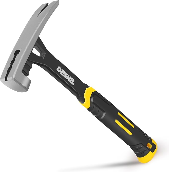 22 oz Straight Rip Claw with Fiberglass Handle, Drop Forged One Piece Claw Hammer, All Purpose Hammer, Smooth Face, Shock-Absorbing Grip