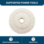 Benchmark Abrasives 6" Cotton Cushion Sewn Buffing Polishing Wheel for Bench Grinder with 1/4" Mandrel, for Polishing Finishing Smoothing on Aluminum, Stainless Steel (Cotton Cushion)