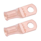 SELTERM 2pcs 4 AWG 1/4" Stud Copper Wire Lugs, Battery Lugs, Ring Terminals, Battery Cable Ends, 4 Guage Ring Terminal Connectors, UL Heavy Duty Bare Copper Eyelets Battery Terminal Connectors