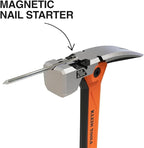 Klein Tools H81020 Anti-Vibration Smooth Face Hammer with Straight Claw, 20-Ounce Forged Steel, Magnetic Nail Starter and Extra-Large Squared Strike Face