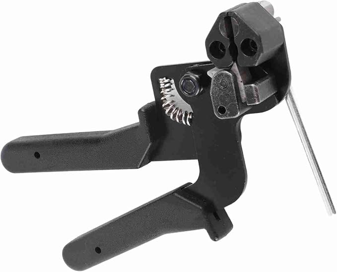 Cable Tie Tool, 65 Manganese Steel Stainless Steel Fastening Cable Tie Gun Tension Wire Fastening Automatic Tensioner Cutter Tool, Cutting Width within 12mm, Black, 8.27 x 4.72 x 0.47inch