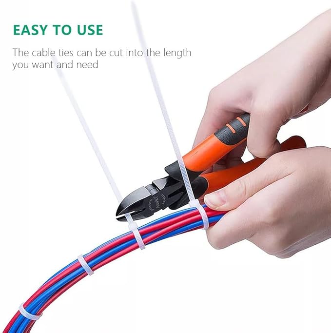 1000pcs Nylon Zip Ties, 3 Inch White Zip Cable Ties, Self Locking Cable Ties, 6/6 nylon, Heavy Duty, 50 lb tensile strength, for Indoor and Outdoor