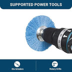 Benchmark Abrasives 4” Mounted Nylon Wire Wheel, Fine Grit, 1/4" Drill Shank, Perfect for Rust or Paint Removal Sanding Finishing on Wood Fiberglass Plastics - (Blue, 4")