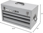 Boxo USA Hand Carry Tool Box 3-Drawer Heavy Duty Steel Toolbox with Lock System (Nardo Gray)