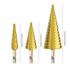 Metric Step Drill Set,Zhushan 3Pcs High-Speed Steel Shank Titanium Step Drill Bits for Sheet Metal Hole Drilling from 4-12mm/4-20mm/4-32mm