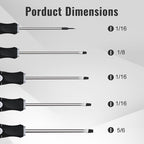 Flat Head Screwdriver Set (5 Pack in the Following Sizes - 1/16", 1/8", 3/16", 1/4", 5/16") Slotted Screwdrivers with Magnetic Tips & Soft Ergonomic Handle - Standard & Precision Flathead Screwdrivers