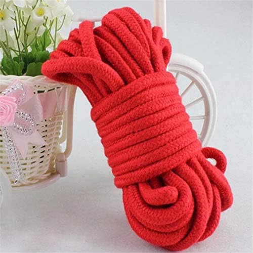 Soft Cotton Rope, 32 feet / 10m Rope, 8mm Thick, Soft Rope, Long Rope, Soft Tying Rope (Black+Black)