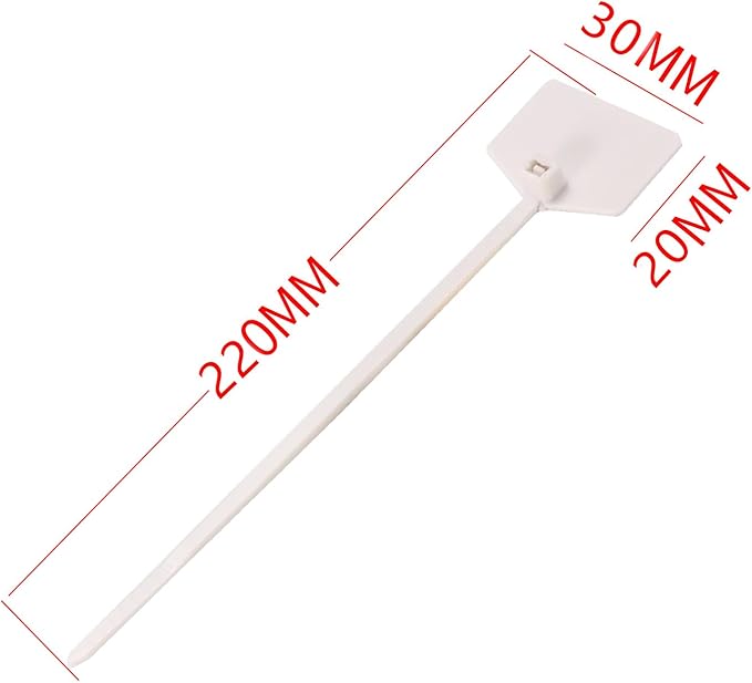 Cable Ties 8 inch, Plastic Water Proof Tags, Self-Locking Written-on Cable Marker, Nylon Zipties Security Seals Label for Cabling, Wire Marking Label, Shipping Hanging Tags - White/ 100pcs
