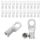 2 AWG 3/8" Stud (25 pcs.), Heavy Duty Tinned Battery Ring Terminal 2 Gauge Connectors 2 Gauge Copper Ring Terminals Wire Lugs Bare Copper Eyelets Tubular Ring Terminal Connectors