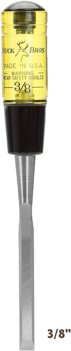 Buck Brothers 120102BC 3/8" Wood Chisel Made in USA, For Paring and Finishing Cuts in Carpentry and Woodworking, Tempered Tool Steel Blade, Mallet-Safe Handle