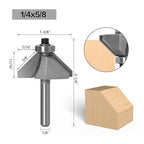 WSOOX 45 Degree Chamfer Router Bits with 1/4" Shank 4PCS Bevel Edge Forming Router Bits (Cutting Diameter:5/8",3/4",7/8",1")