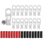 16Pcs 4 AWG 3/8" Stud Heavy Duty Tinned Copper Wire Lugs with 16Pcs Heat Shrink Tubing Ring Terminals Battery Cable Ends Bare Copper Eyelets